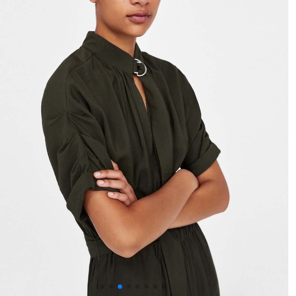 Zara Buckled olive green jumpsuit - Picture 4 of 8